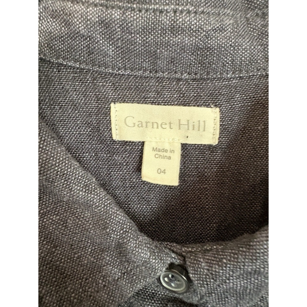 Garnet Hill 100% Linen Shirt Dress Women's Sz 4 Blue Button Up Collar Casual - Picture 2 of 7